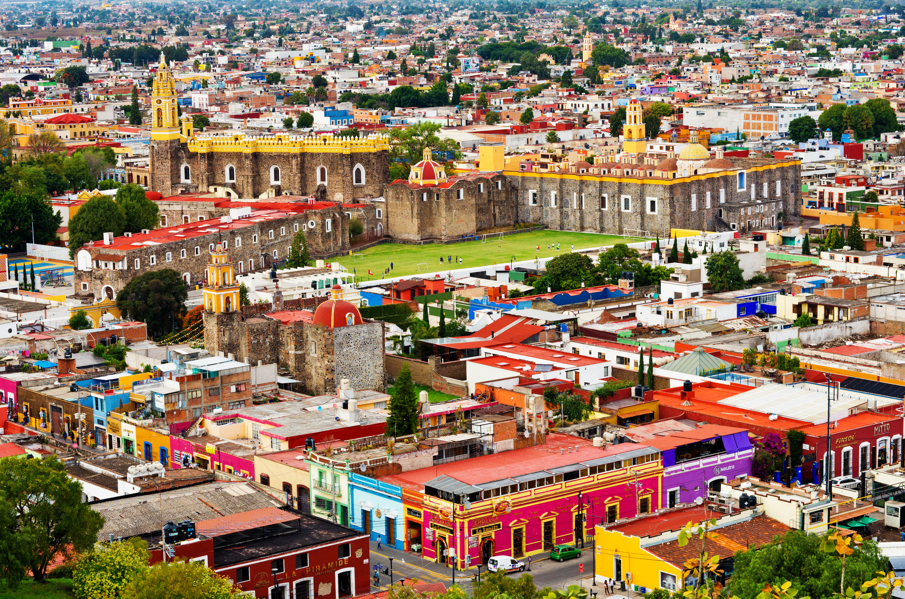A View of Downtown Cholula in Puebla, Mexico